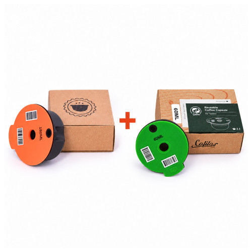2 st. påfyllningsbara kapslar för Tassimo – 60 ml + 180 ml